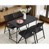 4 Foot Adjustable Height Folding Plastic Table, Easy Fold, Indoor Outdoor Black