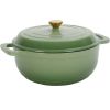 Cast iron 6QT cooking pot - Gradient red - Includes two silicone gloves - Enamel pot