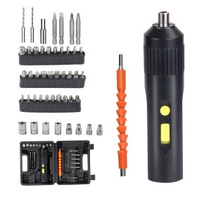 48Pcs 3.6V Cordless Electric Screwdriver Kit Portable Electric Screwdriver Drill Set with 33 Bits 8 Sockets 2 Hex Drills Bit Extension Holder Socket A