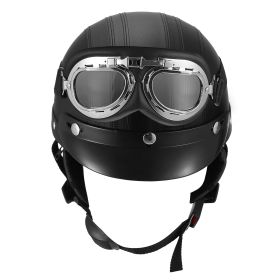 Half Motorcycle Helmet Motorcycle Scooter Open Face Helmet w/Pilot Goggles Scarf Vintage Retro Cycling Helmet for Bike Cruiser Chopper Scooter