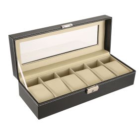 6 Slots Faux Leather Watch Box Watch Display Box Jewelry Storage Boxes Bracelet Storage Organizer Case for Men & Women
