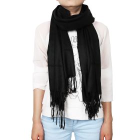 3-Piece Pure Color Tassel Artificial Cashmere Shawl Soft Wrap,Purple LightTan Black