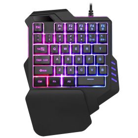 One Handed Membrane Gaming Keyboard 35 Keys RGB Backlit Mini Gaming Keypad Game Controller with Wrist Rest Fit for PC/MAC/PS4/XBOX ONE Gamer