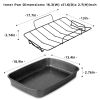 Rectangle 18.9" Non-Stick Carbon Steel Grey With Speckle Roaster Pan & Wire Rack Gauge on 0.5 mm Thickness