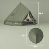 Teepee Tent Waterproof Camping Tent with Stove Jack for 4-6 People for Outdoor Camping Hiking Army Green