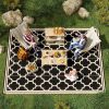 Outsunny Outdoor Rug 9x12 Modern Reversible Folding Plastic Four Straps for Backyard Deck Picnic Camping Black Beige