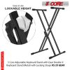 5 Core Keyboard Stand Double X Style Piano Riser Adjustable Holder + Keyboard Stool Thick Padded Piano Bench - KS 2X GEAR+KBB 02 BLK
