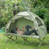 Outsunny 1 Person Folding Camping Cot, Portable Outdoor with Carry Bag, 2-in-1 Elevated Camping Bed Tent Single