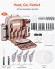 VEVOR Beach Picnic Backpack Bag for 4 Person with Cooler Compartment Blanket