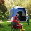 Camping Tents 4 Person Pop Up Tent Quick Setup Automatic Hydraulic Family Travel Tent w/ Windows, Doors Carry Bag Included