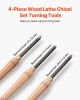 VEVOR Wood Lathe Turning Tool Set, 4PCS, Lathe Roughing Finishing and Detailing Hollow Tool with Wooden Handle, Diamond Round Square Carbide Inserts