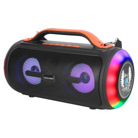 Portable Wireless Party Speaker with 7 Colorful Lights 3 Light Modes Handle Shoulder Strap TWS Party Speaker with FM Radio USB MMC Card Reading Mic In