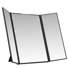 Tri-Fold Makeup Mirror Cosmetic Vanity Mirror 8 LED Lights w/90°Adjustable Stand