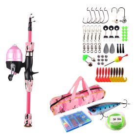 Kids Fishing Pole Set Fishing Starter Kit Telescopic Fishing Rod and Reel Combo Kit with Tackle Box 56Pcs Fishing Lures for Boys Girls (Option: FishingPole(1.2M Pink))
