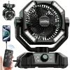 Portable Camping Fan with 20000mAh Battery 4 LED Lights 8 Speed Settings Rechargeable Outdoor Tent Fan with Hook Quiet USB Fan for Camping Hiking Emer
