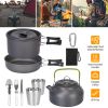 12Pcs Camping Cookware Set Camping Stove Aluminum Pot Pans Kit for Hiking Picnic Outdoor with Cup Fork Spoon Knife 12Pcs Camping Cookware Set Camping Stove Aluminum Pot Pans Kit for Hiking Picnic Outdoor with Cup Fork Spoon Knife