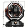 Portable Camping Fan with 20000mAh Battery 4 LED Lights 8 Speed Settings Rechargeable Outdoor Tent Fan with Hook Quiet USB Fan for Camping Hiking Emer